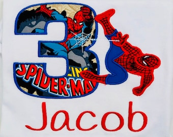 Embroidered Spiderman Birthday Shirt: Personalized Superhero Tee