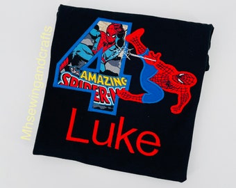 Embroidered Spiderman Birthday Shirt: Personalized Superhero Tee