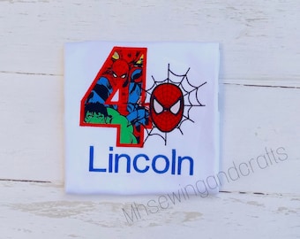 Embroidered Spiderman Birthday Shirt: Personalized Superhero Tee