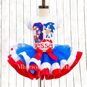 Embroidered Sonic Birthday Outfit: Tutu and Shirt