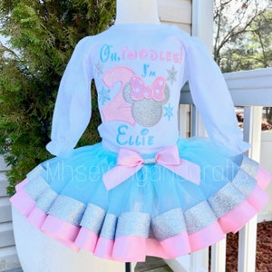 Minnie Mouse Birthday Outfit: Embroidered Shirt & Pink/Silver Tutu