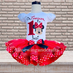 Minnie Birthday Outfit: Embroidered Shirt & Red Polka Dot Tutu