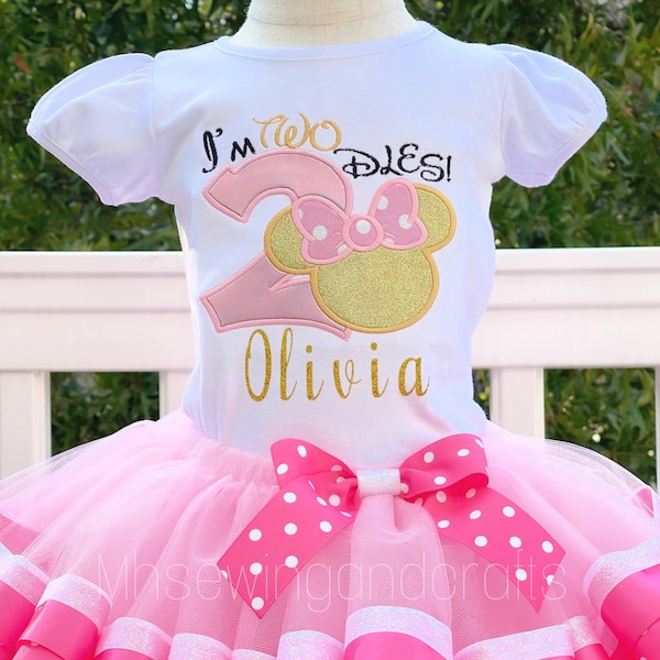 Minnie Birthday Shirt and Tutu, Birthday Outfit, Minnie Birthday Outfit, Second Birthday Outfit, 2nd b-day Outfit