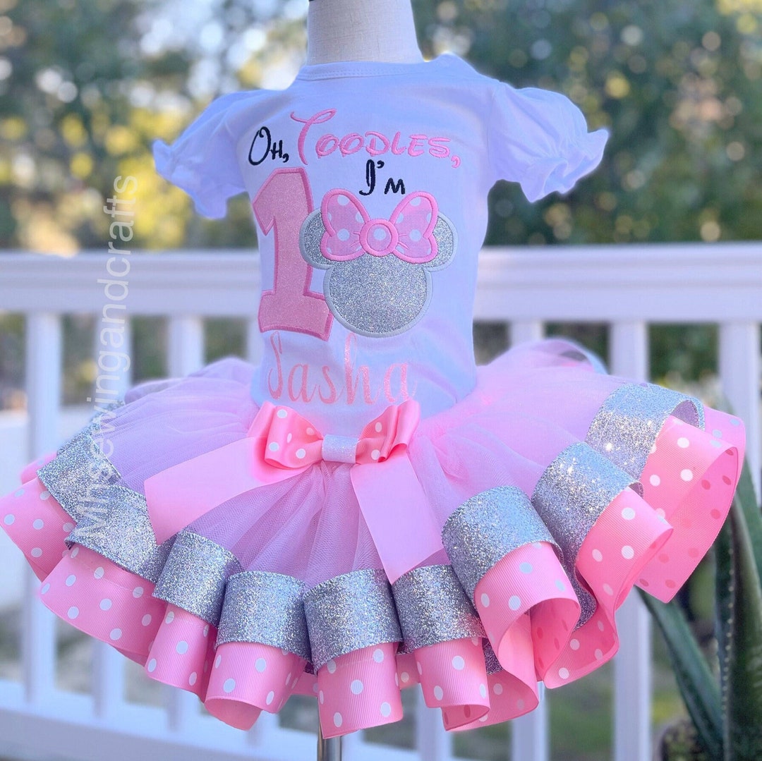 Personalized Pink Pink And Gold Minnie Mouse 1st Birthday Outfit