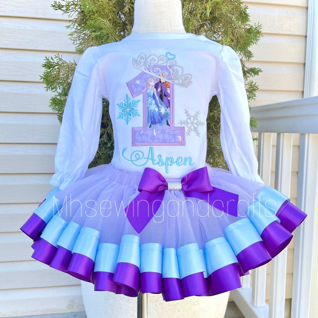 Elsa and Anna 1st Birthday Outfit: Embroidered Shirt & Crown Tutu - Etsy