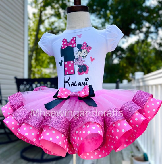 Minnie Shirt and Tutu Set, Hot Pink Minnie Birthday Outfit, Minnie Shirt,1st, 2nd, 3rd Minnie Birthday Outfit