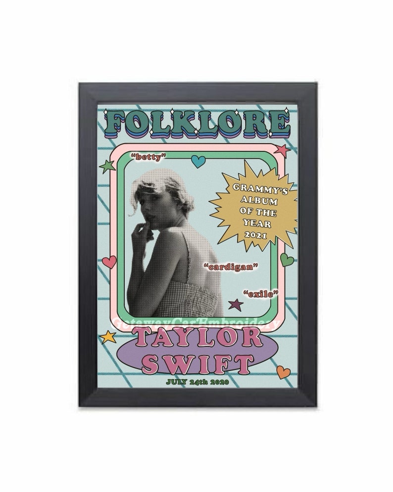 Taylor Swift folklore retro indie aesthetic album poster Etsy