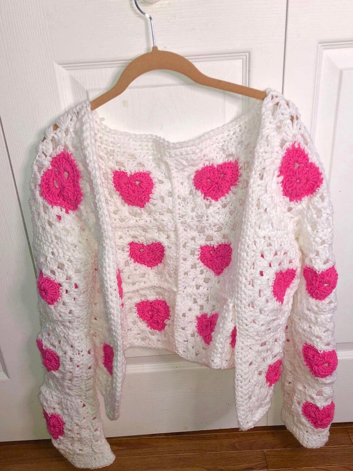 Crochet Heart Cardigan Etsy