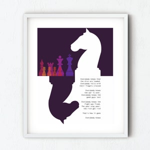 Everybody Knows Leonard Cohen Wall Art I 8x10&quot; Leonard Cohen Print, Leonard Cohen Art, Cohen Quote, Poetry Print