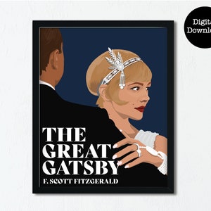 The Great Gatsby Printable Wall Art I Great Gatsby Print, Classic Book Cover Art