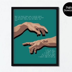 Hallelujah Printable Wall Art I Leonard Cohen Art Print, Leonard Cohen Poster