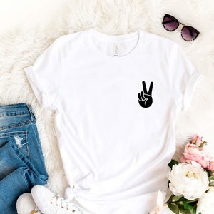 Peace Finger, Peace Hand Shirt, Peace Shirt,Peace T-shirt, Peace Sign Shirt, No Racism, Human Rights V-neck, Symbol Shirt, World Peace Tee