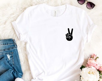 Peace Finger, Peace Hand Shirt, Peace Shirt,Peace T-shirt, Peace Sign Shirt, No Racism, Human Rights V-neck, Symbol Shirt, World Peace Tee