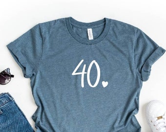 40 Birthday Shirt, Hello 40 Shirt, Forty AF, 40th Birthday Gift, Hello 40 Heart Shirt, Fortieth Birthday Shirt, Birthday Trip T-shirt