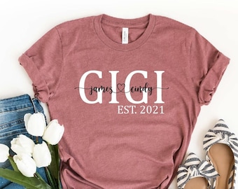 Gigi Est Shirt, Personalized Gigi T-shirt, Grandma-life Shirt, Gigi Shirt, Mother's Day Shirt, Grandma Shirt With Grandkids Names, Gigi Tee