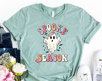 Spooky Season Shirt, Funny Halloween T-shirt, Pumpkin Fall, Retro Halloween T-shirt, Fall Shirt, Halloween Shirt, Vintage Ghost, Cute Tee