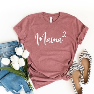 Mama 2 Shirt, Mom Squared, Pregnancy Announcement Shirt, Mama V-neck Shirt, Mom Life Shirt, Mothers Day Gift, Mom of 2 Shirt, Funny Mom Tee