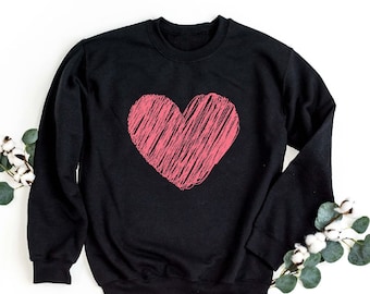 Heart Sweatshirts, Valentine's Day Sweatshirt, Heart Shirt, Valentines Day Shirts For Woman, Cute Valentine Sweatshirt, Valentines Day Gift
