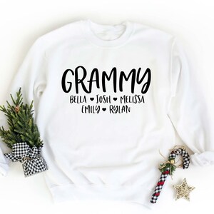 Custom Grammy Sweatshirt, Grandkids Names, Personalized Family Love, Cozy Cotton Blend