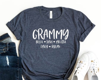 Grammy Shirt, Personalized Grammy T-shirt, Custom Grandma Shirts, Grandmother Shirt, Mother's Day Shirt, Grandma Shirt With Grandkids Names