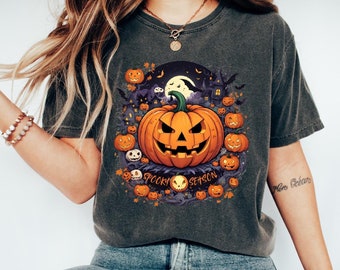 Spooky Season Comfort Colors Shirt, Halloween  Shirts, Women Halloween Shirt, Cute Fall Shirt, Pumpkin Tshirt, Gift For Halloween, Ghost Tee