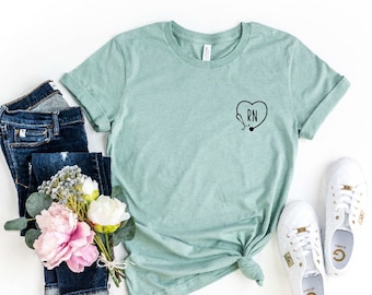 Stethoscope Tee,Nurse Shirt,Nurse Gift,Nursing Shirt,Nurse Life Tee,Registered Nurse Tshirt,RN Shirts,Nurses Week Gift,Nurse Gift Idea,Women