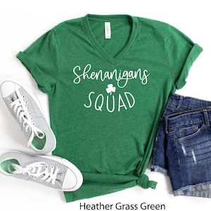 Shenanigans Squad V-neck Shirt, Matching St Patricks Day Shirts, St Patrick's Day Shirt, Woman, Irish Shirt, Lucky T-shirt, Shamrock Shirt