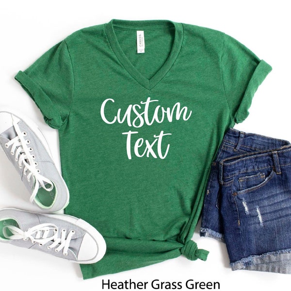 Custom V-neck, Your text Here, Personalized V-neck Shirts, Customized V-neck Shirt, Personalize T-shirt , Add your own text, Design Your Own