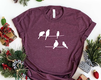 Birds Shirt, Birds On a Wire, Nature Tshirt, Animal shirt, Cute Animal T-shirt, Graphic Animal Tee, Animal Lover Tee, Gift for family, Birds