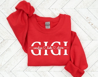 Personalized Gigi Sweatshirt with Kid Names, Gigi Sweatshirt, Personalized Gigi, Custom Sweater, Mothers Day, Grandkids Names, Grandma Gifts