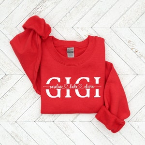 Personalized Gigi Sweatshirt with Kid Names, Gigi Sweatshirt, Personalized Gigi, Custom Sweater, Mothers Day, Grandkids Names, Grandma Gifts