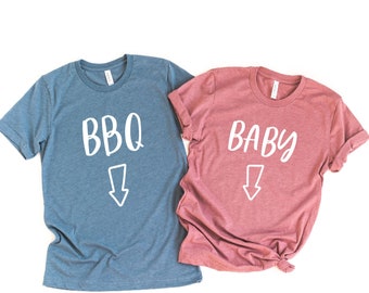 Pregnancy Announcement Shirt,BBQ Belly Shirt Baby Belly Shirt,Beer Belly Shirt,Pregnancy Reveal Shirts,Matching Shirts,Mommy to Be,Vneck Tee