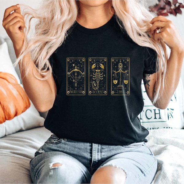Custom Big Three Astrology Signs Shirt, Custom Sun Moon and Rising Sign Shirt, Big Three Gift, Cottagecore Shirts, Zodiac Tee, Tarot Tshirt