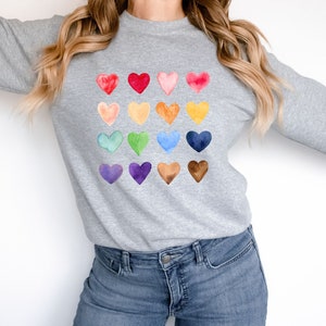 Watercolor Heart Sweatshirt, Heart Sweatshirt, Valentine's Day Sweatshirt, Vintage Graphic Tee, Valentines Pullover, Love Sweater, Heart Tee