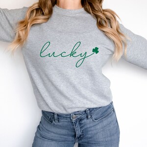 Lucky Sweatshirt, St. Patricks Day Sweatshirt, Women&#39;s Saint Paddy&#39;s Day Outfit, Cute Saint Paddy&#39;s Day Wear, Shamrock Sweater, Irish Shirt