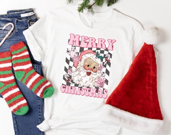 Christmas Shirt, Retro Santa Shirt, Santa Merry Christmas Shirt, Vintage Santa Claus Graphic, Xmas Women, Christmas for Woman, Holiday Shirt
