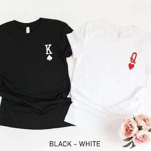King and Queen Shirts, King And Queen Left Chest, Funny Couples Valentine&#39;s Day Shirts, Matching Love Shirts, Anniversary Gift, Gift for Her