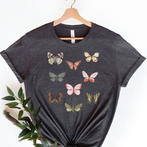 Vintage Butterfly Shirt, Cottagecore Aesthetic Shirt, Gift For Her, Nature Lover Tee, Boho Clothing, Botanical Outfit, Minimalist Crewneck