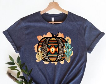 Pumpkin Shirt, Thanksgiving Shirt, Leopard Pumpkin T-shirt, Thankful Tee, Fall Shirt,Hello Pumpkin, Family Matching Shirt, Aztec Pumpkin Tee