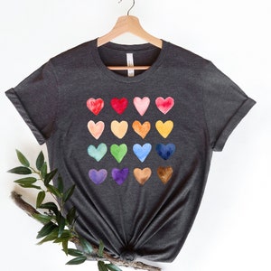 Watercolor Heart Shirt, Heart Graphic T-shirt, Watercolor Shirt, Valentine's Day Tee, Valentine's Day Tee, Cute Heart, Teachers Valentines image 5