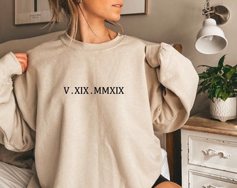 Sweat-shirt personnalisé avec chiffres romains : cadeau d'anniversaire