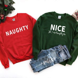 Naughty & Nice T-Shirt, Funny Christmas Sweatshirt, Christmas Tee, Funny Couple Xmas Tee, Holiday Shirt, Christmas Shirt, Gift for Christmas