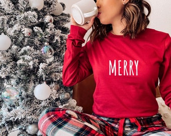 Matching Family Christmas Shirt, Merry Christmas T-shirt, Merry Shirt, Christmas Shirt, Merry Long sleeve, Christmas Shirt Women, Xmas Shirt