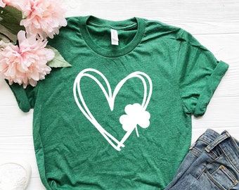 Heart Shamrock Shirt, Matching St Patricks Day Shirts, St Patrick's Day Shirt, Irish Shirt, Lucky Shirt, Heart Woman Tee, Drinking Shirts