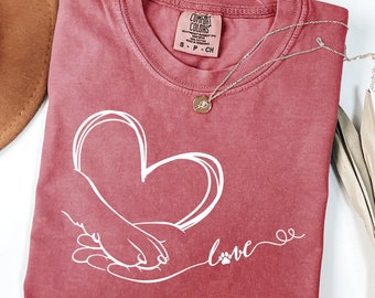 Comfort Colors Animal Valentine Shirt: Cat & Dog Heart Tee