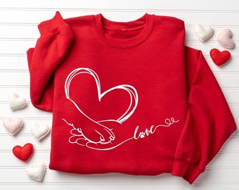 Animal Valentine Sweatshirt: Cat & Dog Paw Love Crewneck