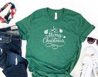 Merry Christmas Shirt, Xmas T-shirt, Womens Christmas Tee, Family Christmas, Matching Christmas Long Sleeve Shirts, Christmas Gift, Kids Tee