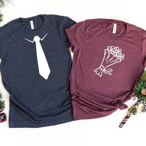 Bride and Groom Shirts, Wedding Shirt, Bachelor Party Groom , Bachelor Party Bride, Groom Suit Tie, Bride Flower Shirt, Funny Couple Shirts