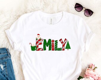 Personalized Christmas Name Shirt, Custom Kids Christmas Name Shirt, Kids Christmas Monogram Shirt, Kids & Toddler Christmas Shirt, Custom