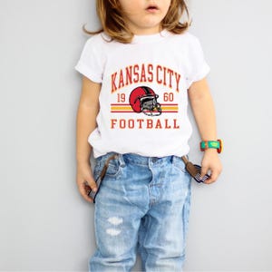 Kansas City Chiefs Retro Style Shirt Crewneck, Vintage Kansas City Football Shirt, Kansas City Shirt, Youth NFL Tee, Toddler Football Tshirt